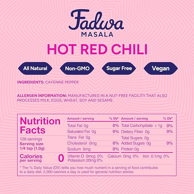 Fadwa Masala Hot Red Chili Powder - 4.5 oz Jar, Authentic Desi Spices for Pakistani & Indian Cooking - No Artificial Ingredients - Gluten Free