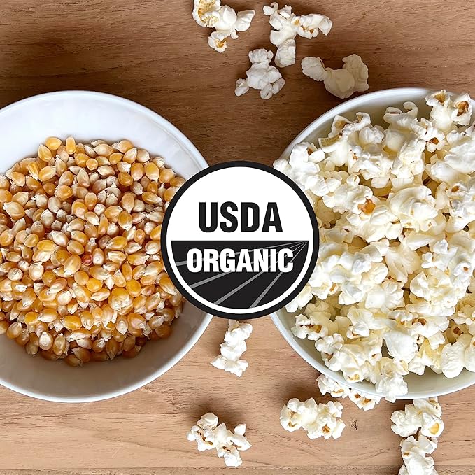 Organic Yellow Popcorn Kernels 6 lb Bag, Non-GMO & Gluten Free, Sodium-Free, Pesticide-Free, Unsalted, Plant-Based, Sugar-Free, Old Fashioned Regenerative-Farmed Large Popcorn From Olde World Popcorn