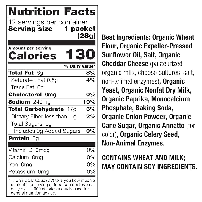 Annie's Organic Cheddar Bunnies Baked Snack Crackers, 12 oz., 12 Pouches (Pack of 4)