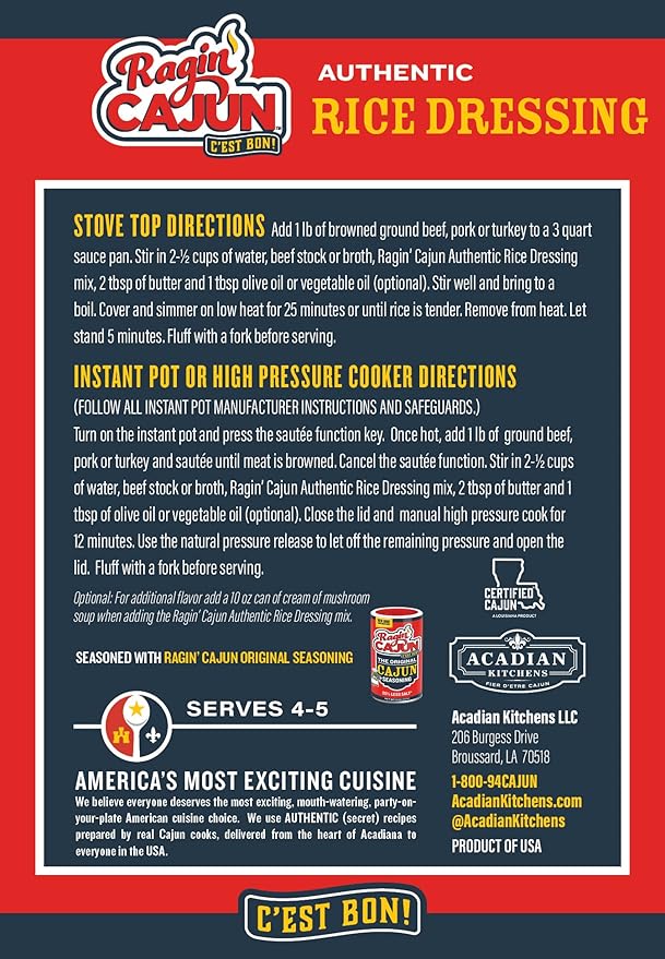 Ragin Cajun Rice Dressing 8oz (Pack of 3)