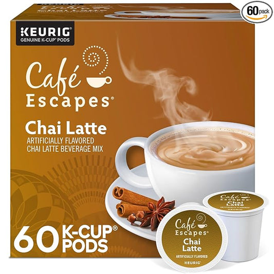 Café Escapes Chai Latte, Single-Serve K-Cup Pods, 60 Count
