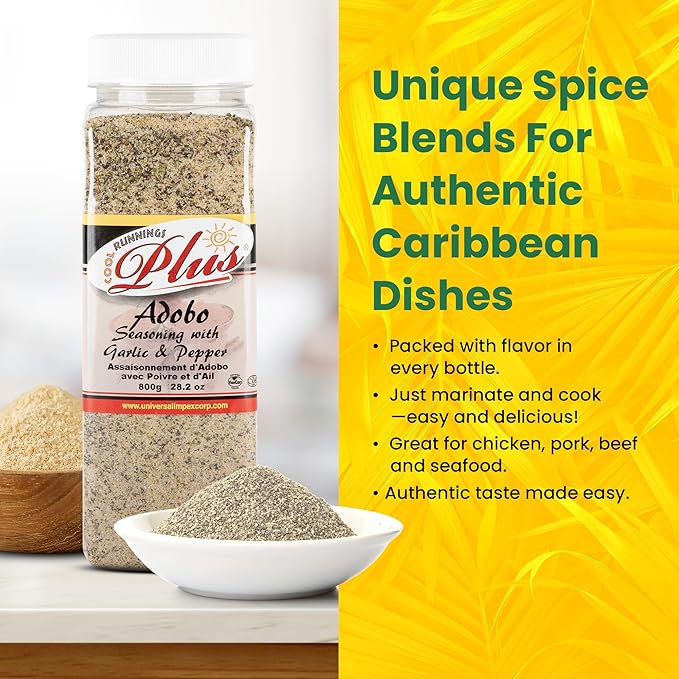 Cool Runnings Adobo Seasoning with Pepper and Garlic 800g – Savory and Aromatic Adobo Spice Blend for Meats, Vegetables, Fish, Seafood and Stews