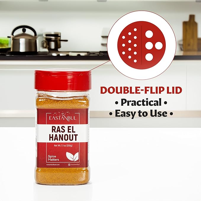 Eastanbul Ras El Hanout Spice, 7.1oz, Meat Seasoning, All-in-One Ras El Hanout Moroccan Spice Blend, North African Baharat Blend, Farm Fresh International Seasonings, Low Sodium, No MSG, No Filler