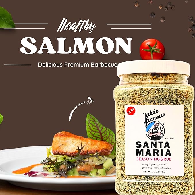 Jake's Famous Santa Maria Seasoning 30 Oz Tri Tip, Pork, Chicken, BBQ Rub, Grill Seasoning, Chicken Dry Rub, Sugar Free, Gluten Free, Traditional Style, (1.87 Pounds)
