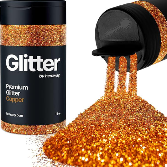 Hemway Premium Glitter Shaker - Copper | Fine Metallic Flake Sequins for Resin & Epoxy Crafts | Craft Supplies for Tumblers, Festival, Hair, Face, Body, Eye & Nail Art | 130 g