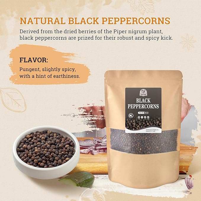 52USA Black Peppercorns 12 oz and Coarse Sea Salt 2 lbs, Salt and Pepper for Grinder Refill, Whole Peppercorns