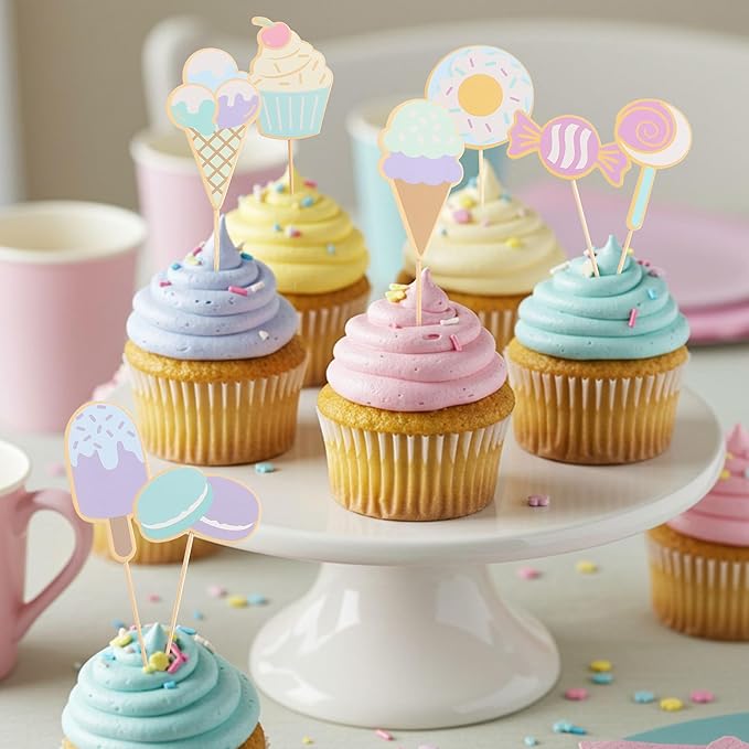 Sweet Dessert Cupcake Toppers - Sweet One Cake Toppers, Donut Ice Cream Candy Birthday Party Decorations, Sweet Dessert Cake Decorations, Sweet One Cake Smash Photo Props竊?Pcs竊?,<div>