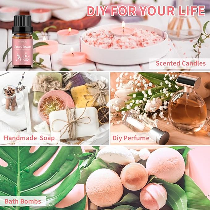 BURIBURI Peach's Yaoyao Hotel Scent Essential Oil, Lifestyle Hotel Collection Fragrance Aromatherapy Oil Blends, Air Freshener Hotel Collection Diffuser Oil
