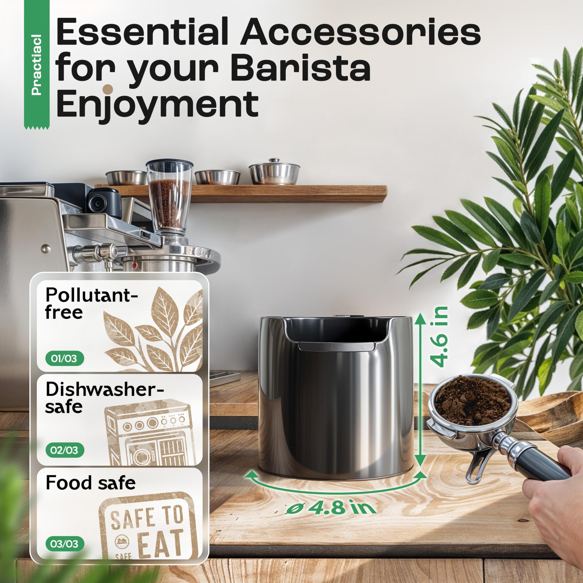 homeffect Knock Box for Coffee Grounds - Innovative Barista Accessory with Improved Handling