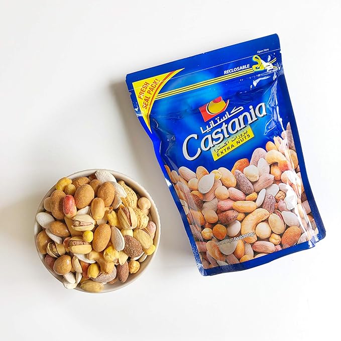 Castania BBQ Lebanese Nuts Variety Pack: Extra Mix, Mixed Nuts with Kri Kri, Super Extra Nuts, Regular Mix - 10.6 oz Pack of 4