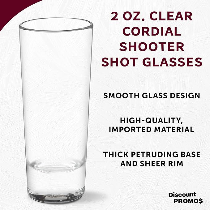 DISCOUNT PROMOS Cordial Shooter Shot Glasses 2 oz. Set of 10, Bulk Pack - Great for Birthdays, Parties, Indoor & Outdoor Events - Clear