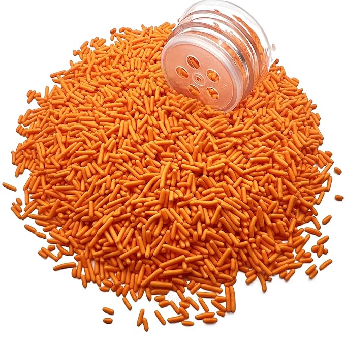 SE Si&Moos Orange Sprinkles Edible Orange Jimmies Soft Jimmy Sprinkles Halloween Cake Decorations Christmas Cookie Decorations for Topping Ice Cream, Cookies, Cakes, Cupcakes, Dessert Decorating 2.75 OZ