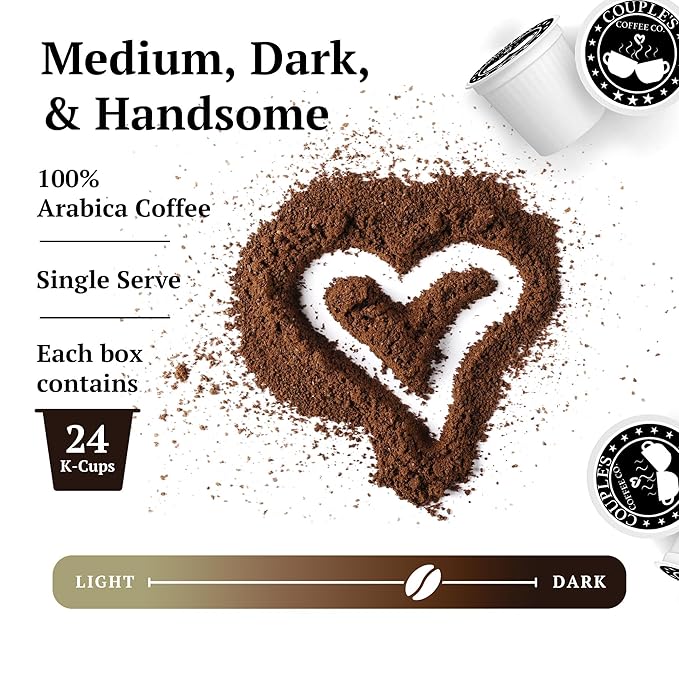 Couple's Coffee K-Cups | Gives Back to Military Families | Medium Dark Roast Coffee Pods | Gourmet Coffee Made with 100% Arabica Beans | Compatible with Single Serve Brewers | 24 Count