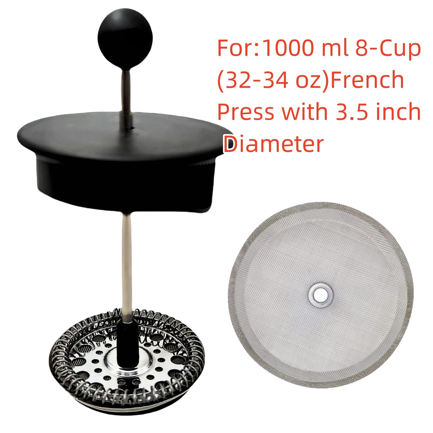 Ruilida 10pcs french press filter screen,Universal 1000 ml, 34 Oz, 8 Cup French Press Coffee Makers