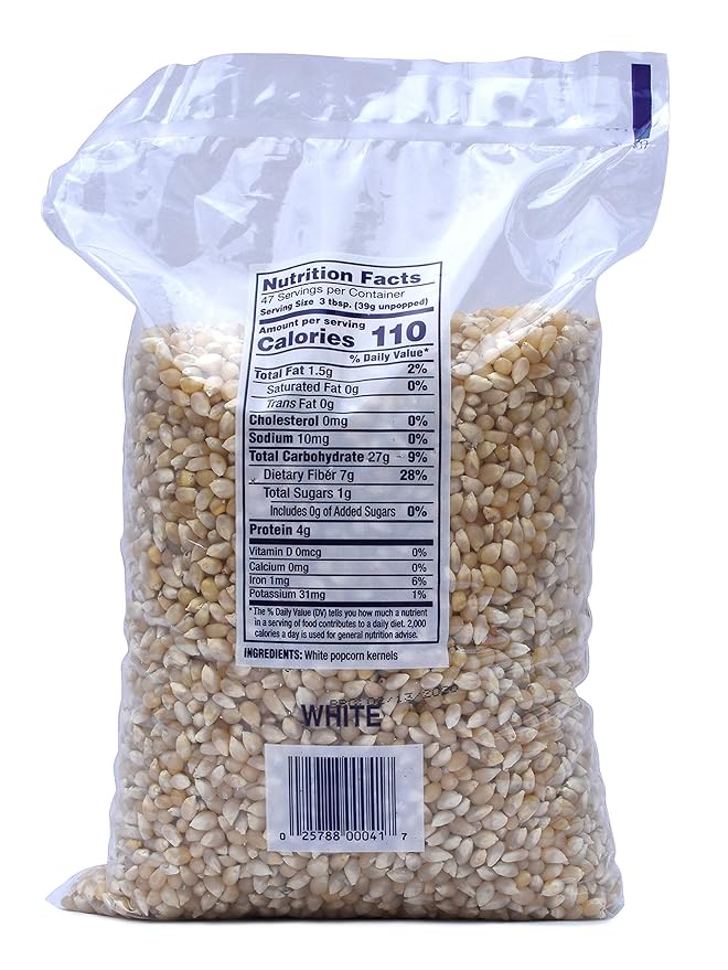 Snappy White Popcorn Kernels for Popping with Popcorn Machine, Air Popper or Stove Top, 4lb Bags, 6 Pack