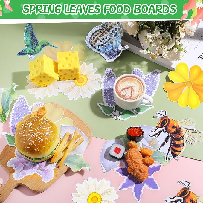 90 Pcs Parchment Paper Leaves, 8.66 Inch Spring Charcuterie Board Parchment Paper Leaves Cheese Decorative for Table Festival Party Serving