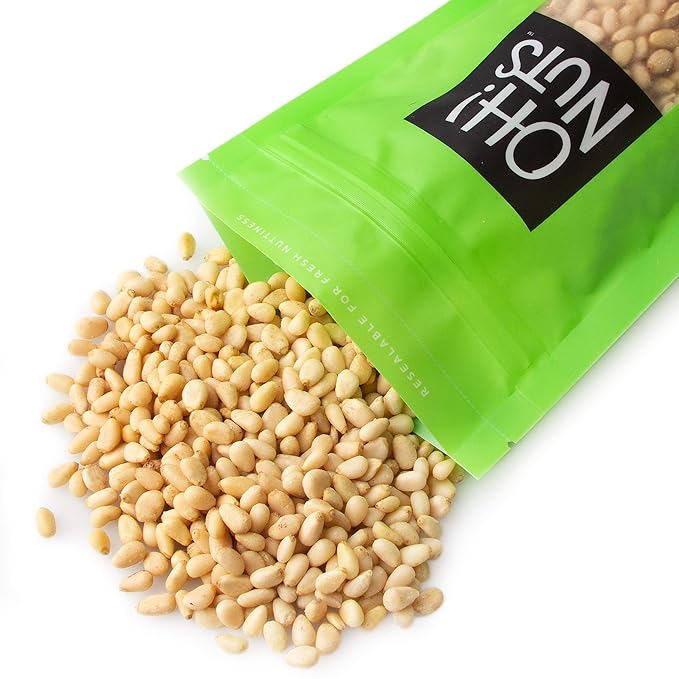 Oh! Nuts Pine Nuts (Pignolias) - Raw - 100% Natural Pine Nuts - 1 lb Bulk Bag - Premium Pignoli Packed with Protein
