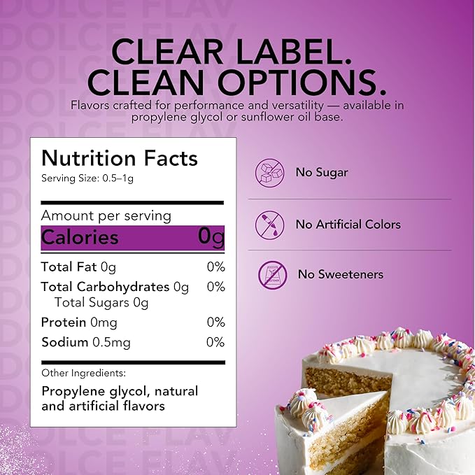 Dolce Flav Birthday Cake Extract ??2 Ounce Water-Soluble Kosher, Sugar-Free, Concentrated Festive Cake Flavoring for Frostings, Cupcakes & Desserts, Includes Measured Dropper