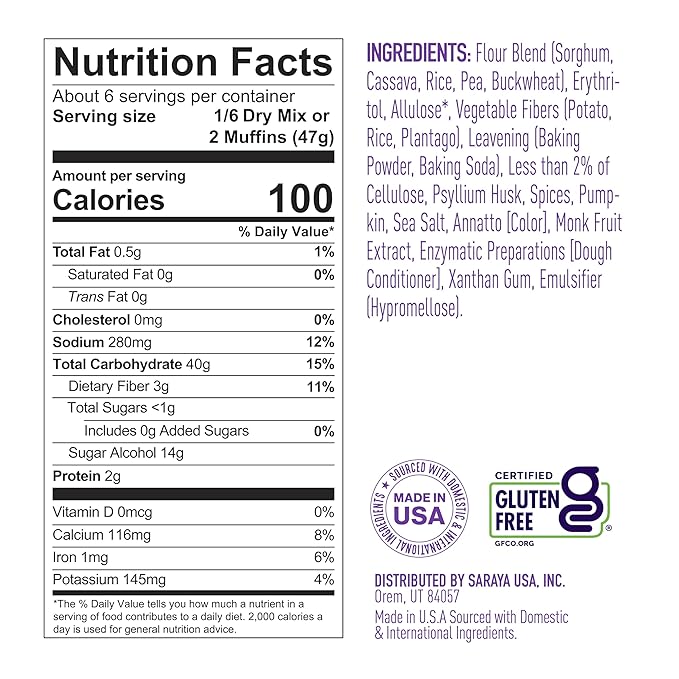 Lakanto Pumpkin Spice Muffin Mix - Sweetened with Monk Fruit, Allulose, Erythritol, Gluten Free, Nut Free, Fluffy, Great Tasting, Easy to Bake - Pumpkin Spice (9.9 Oz)