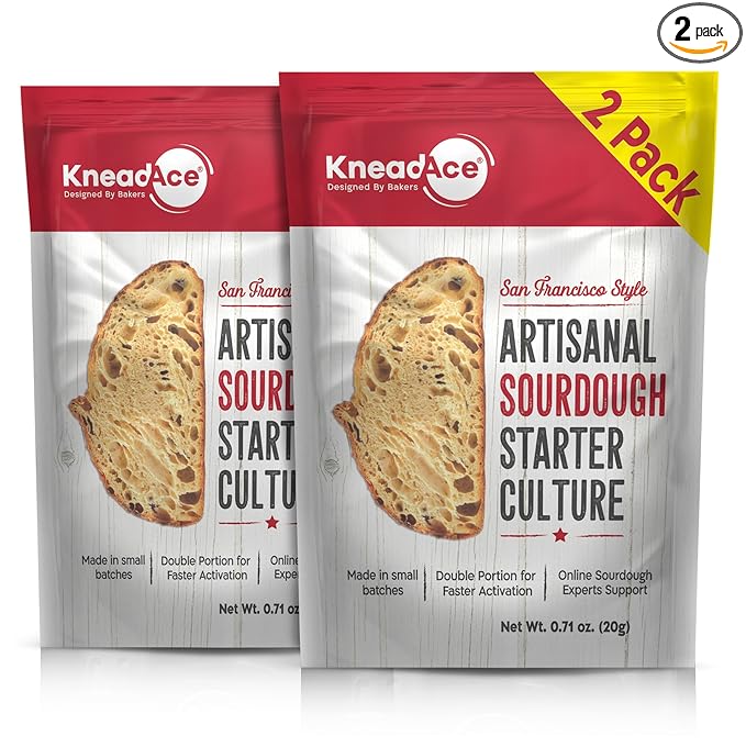 KneadAce Sourdough Starter Culture ??Fast-Activating Natural Wild Yeast for Homemade Bread ??Dehydrated Sourdough Starter for Baking Artisan Loaves, Easy to Use & Perfect for Beginners