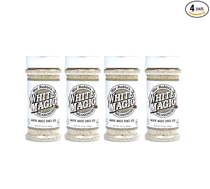 Gourmet All-Purpose Seasoning (5 oz.) ??4-Pack Original White Magic Dry Rub Spice Powder Best Served on Seafood, Vegetables, Grilled Chicken, Boneless Pork Chops, and Popcorn