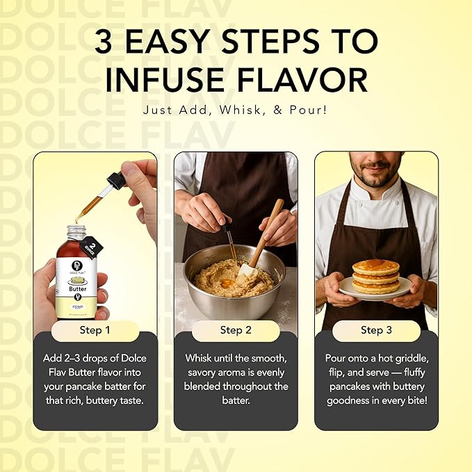 Dolce Flav Butter Extract ??2 Ounce Water-Soluble Kosher, Sugar-Free, Concentrated Imitation Butter Flavor for Baking, Cookies & Frostings, Includes Measured Dropper