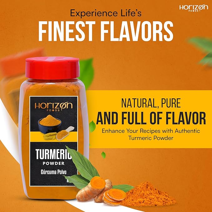 Horizon Foods Premium Red Chili Powder - 200g Indian Spice Blend for Tikka Masala Sauce, Mexican Oregano & Mixed Vegetables. Perfect Seasoning with Guajillo Chiles & Ancho Chili Flakes in Your Indian Spice Box (100g, Turmeric Powder)