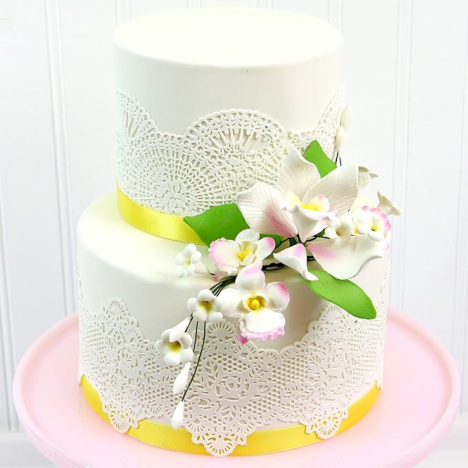 Global Sugar Art Cymbidium Orchid Spray Sugar Cake Flower, Pink, 1 Count by Chef Alan Tetreault