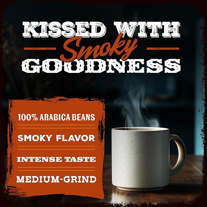Rufus Teague Smoke Roasted Coffee Variety Pack, Gourmet Flavored Ground Coffee, Dark Roasted, Assorted Flavors, Medium Grind, 12 oz, 4-Pack