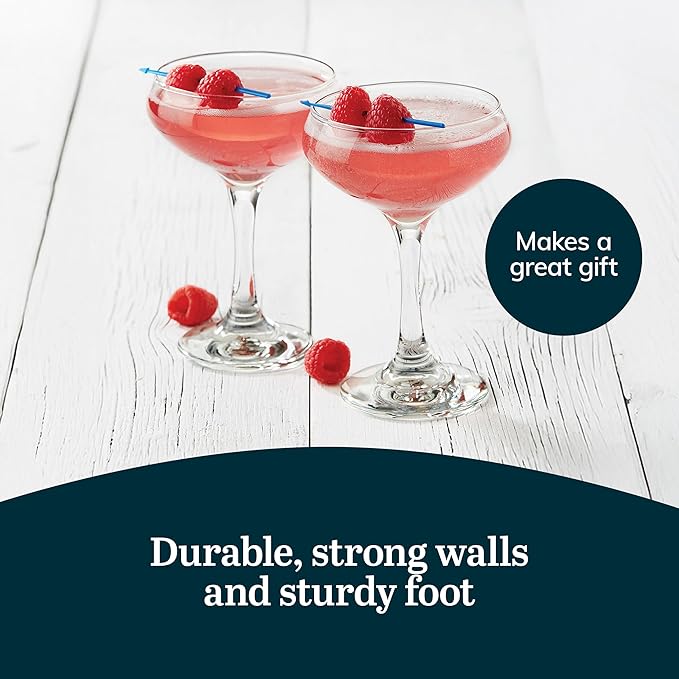 Libbey 3055 Perception Cocktail Coupe Glasses Set of 12, Elegant, Curvaceous Coupe Martini Glasses, 8.5 Oz Stemmed Cocktail Glasses for Beverages