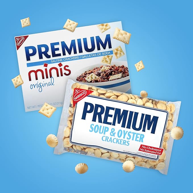Premium Crackers Variety Pack, Soup & Oyster Crackers, 2 Bags and Premium Minis Original Saltine Crackers, 2 Boxes (Pack of 2)