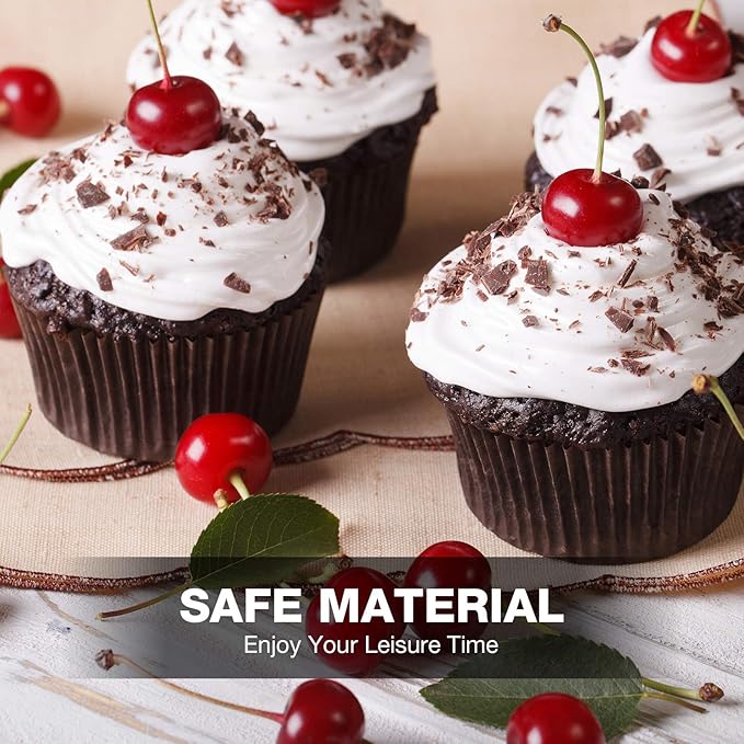 Zonon 1000 Counts Cupcake Liners for Baking Liners Paper Cupcake Wrappers Bulk Cup Cake Cases Muffin Baking Paper Cups for Candy Cooking(Brown White Nature,1.97 Inch-Standard Size)
