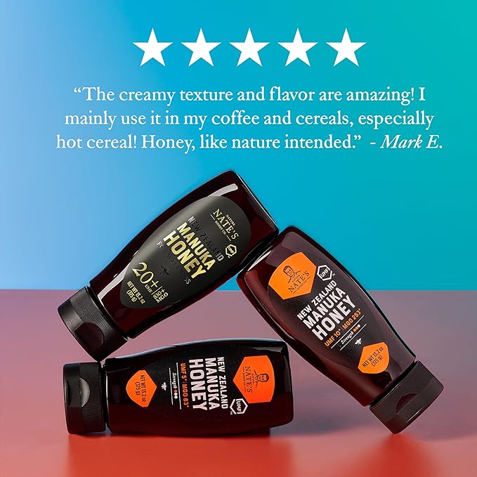 Nate's Pure Manuka Honey, Gold Edition | Sourced & Packed in New Zealand | MGO 830+ UMF Certified 20+ | 13.2 oz Squeeze Bottle