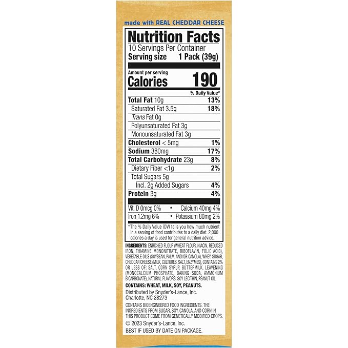 Lance Sandwich Crackers, Captain's Wafers White Cheddar, 10 Individual Packs, 6 Sandwiches Each
