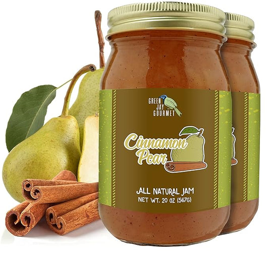 Green Jay Gourmet Cinnamon Pear Jam - All-Natural Fruit Jam with Pears & Cinnamon - Vegan, Gluten-free Jam - Contains No Preservatives or Corn Syrup - Made in USA - 2 x 20 Ounces