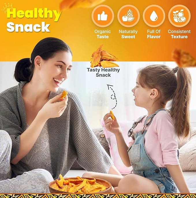 Organic Dried Mango Slices, No Sugar Added, 16oz - All-Natural, Non-GMO, Mouth-Watering Dried Mangoes - Preservative-Free, Nutritious & Delicious Snack for Kids and Adults by Tropicaux Reign