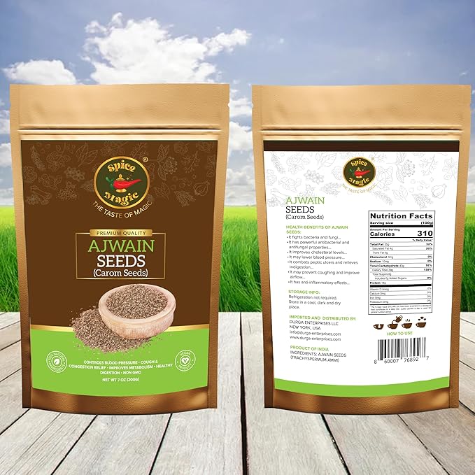 Spice Magic Ajwain Seeds I Carom Seeds I Bishops Weed ~ 100% Pure, Aromatic & Natural I Non-GMO I Vegan I Indian Origin 7oz (200 gms)