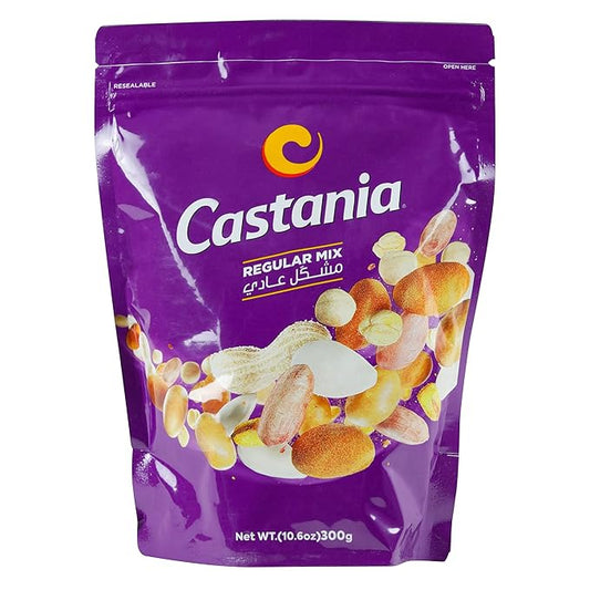 Castania BBQ Lebanese Mixed Nuts, Regular Mix with Peanuts, Pumpkin Seeds, Corn, and Chickpeas, 10.6oz