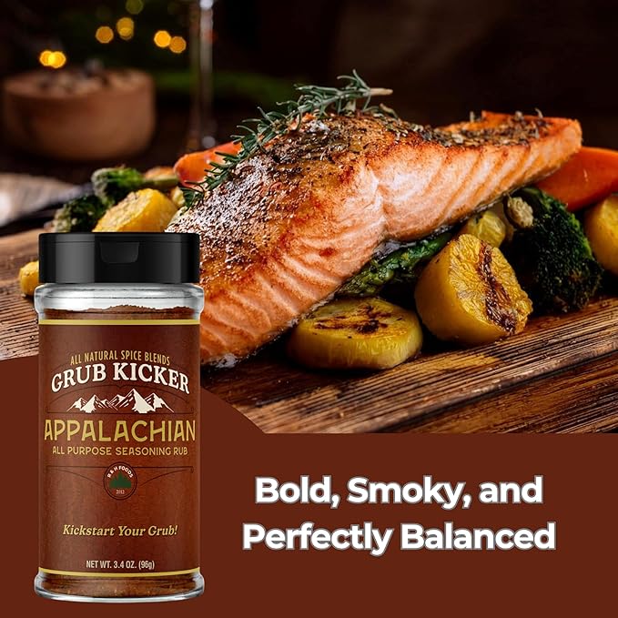 Grub Kicker Appalachian All Purpose Seasoning- 3.4 oz Bottle - All Purpose Seasonings for Cooking BBQ, Chicken Wings, Pork & More - Use for AP & Soul Food Seasoning Recipes
