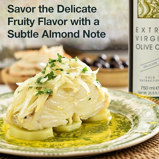 Delicate Italian Extra Virgin Olive Oil Cold Pressed - Light Olive Oil for Cooking and Frying, Imported from Italy - Masserie di Sant'Eramo - 8.45 Fl Oz (Pack 1)