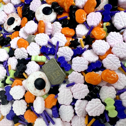 癤풥alloween Confetti Sprinkles Bulk Tombstone Bat and Pumpkin for Cake Decorating, Edible Eye Themed Sprinkles for Cookie Decorating, Chocolate Desserts, Cupcakes, Ice Cream Decoration
