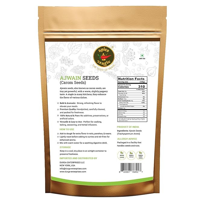 Spice Magic Ajwain Seeds I Carom Seeds I Bishops Weed ~ 100% Pure, Aromatic & Natural I Non-GMO I Vegan I Indian Origin 7oz (200 gms)