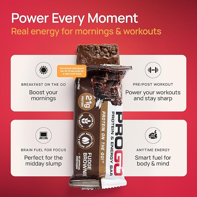 ProGo Protein Bars, Low Sugar, High Protein Snacks (Up to 22g) - 95% Pure Isolate for Faster Muscle Growth & Recovery, Low Calorie, Sweetened w/Peanut Butter & Honey (20-Count, Variety Pack)
