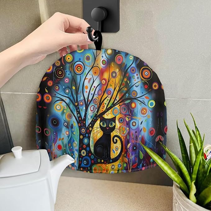 Tea Cozy for Teapot Novelty Modern Art Cat Tea Kettle Cover Tea Pot Kitchen Decorative with Handle Dust Cover for Keeping Warm Can Hung and Folded