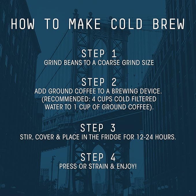 Stone Street Cold Brew Coffee, Strong & Smooth Blend, Low Acid, 100% Arabica, Gourmet Coffee, Coarse Ground, Dark Roast, Colombian Single Origin, 2 LB