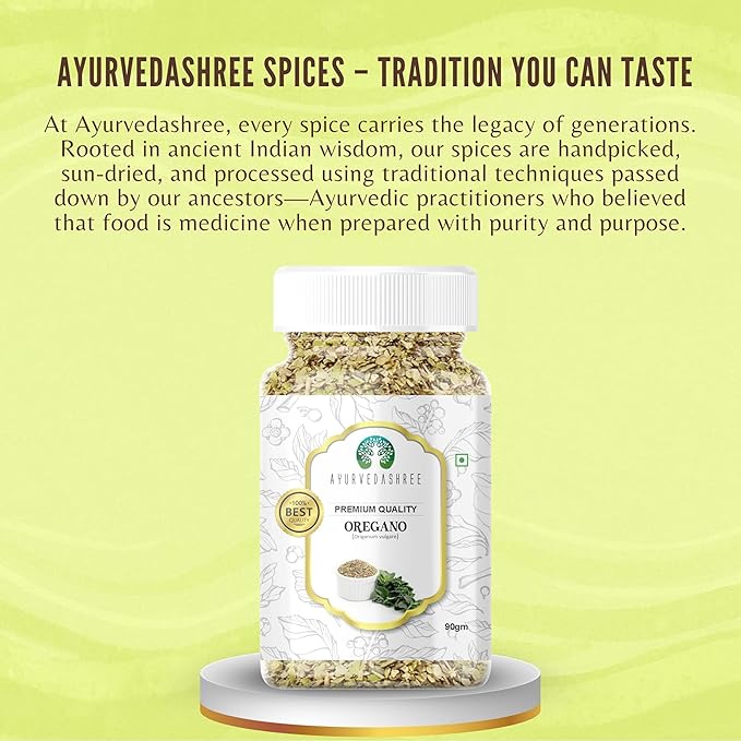 AYURVEDASHREE Oregano Leaves Dried 90gm PET Jar ~ All Natural | Vegan | NON-GMO | Indian Spice | Dried Herb For Cooking