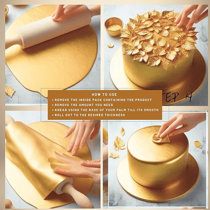 Confect Metallic Champagne Gold Fondant | Christmas Fondant | Edible Fondant | Chefs Choice Fondant for Cake Decorating | Fondant for Cake | Vegan, Gluten-Free, Nut-Free, Palm Oil-Free – 8.8 Oz