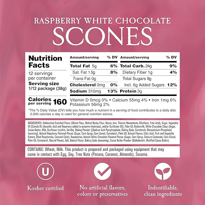 English Scone Mix, Raspberry White Chocolate by Sticky Fingers Bakeries ??Easy to Make English Scones Fresh Baked, Makes 12 Scones (2pk)