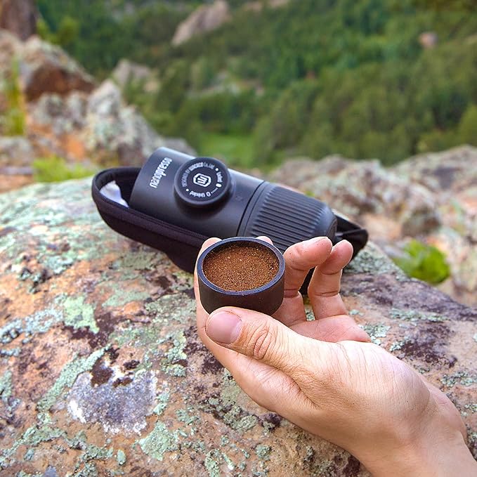 WACACO Nanopresso Portable Espresso Maker Bundled with Protective Case, Mini Travel Coffee Machine, Perfect for Camping, Travel and Officeç«?Blackç«?,<div>