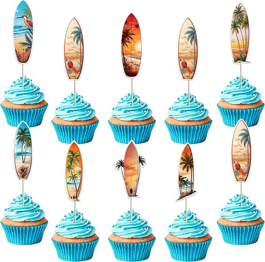 40 Pack Palm Tree Cupcake Toppers Green Palm Tree Coconuts Cupcake Picks for Summer Beach Theme Hawaii Baby Shower Birthday Party Cake Decorations Supplies